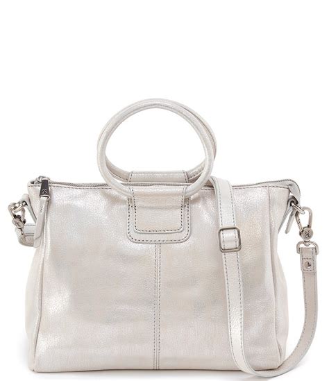 silver metallic leather fabric|hobo sheila satchel.